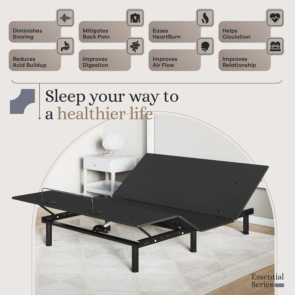 Sven and Son Essential Adjustable Bed Base (Frame Only), Easy Assembly, Head ...