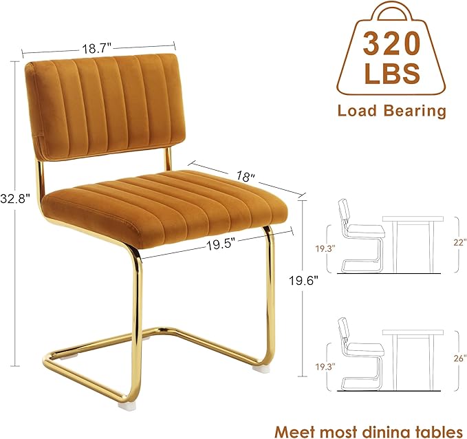 ONEVOG Orange Velvet Dining Chairs Set of 2, Upholstered Kitchen & Dining...