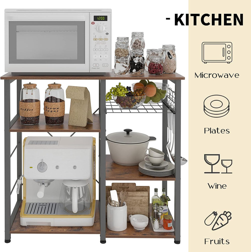 DlandHome Kitchen Bakers Rack with Storage Stand for Kitchen, Industrial Kitc...