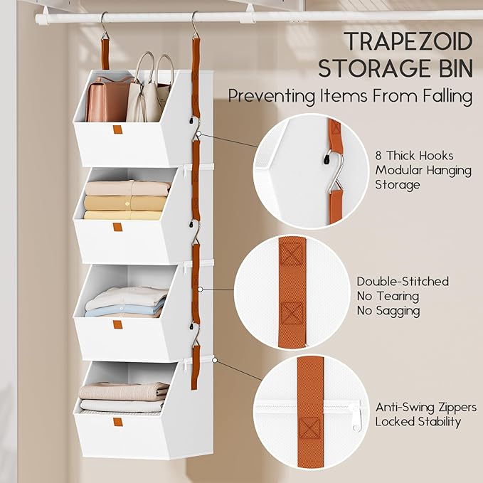 Homsorout Hanging Closet Organizer 4 Tier