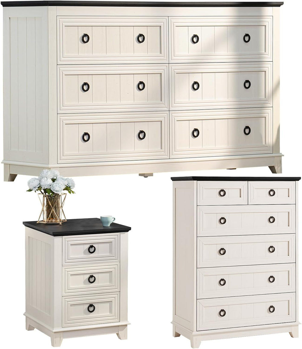 Joaxswe Farmhouse 3-Piece Bedroom Dresser Set, White
