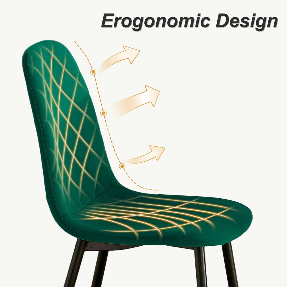Velvet Green Dining Chairs Set of 4 - Upholstered Kitchen & Dining Room C...