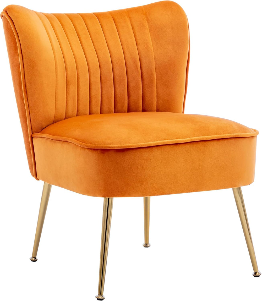 Velvet Accent Chairs Set of 2 for Comfy Living Room Armless Slipper Chair Mid...
