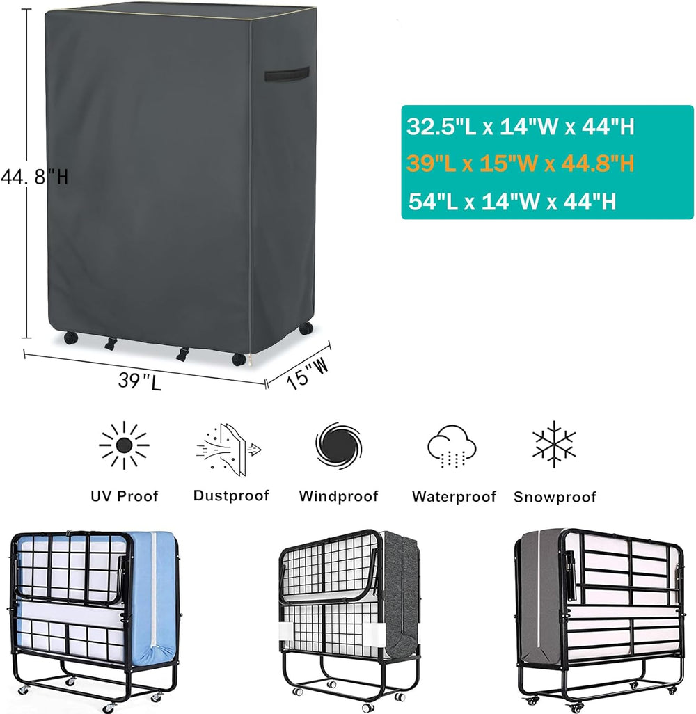 Rollaway Bed Storage Cover,Heavy Duty Waterproof Universal Folding Bed Storag...