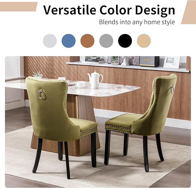 Modern Dining Chairs Set of 4, Tufted Upholstered Dining Chair with Solid Woo...
