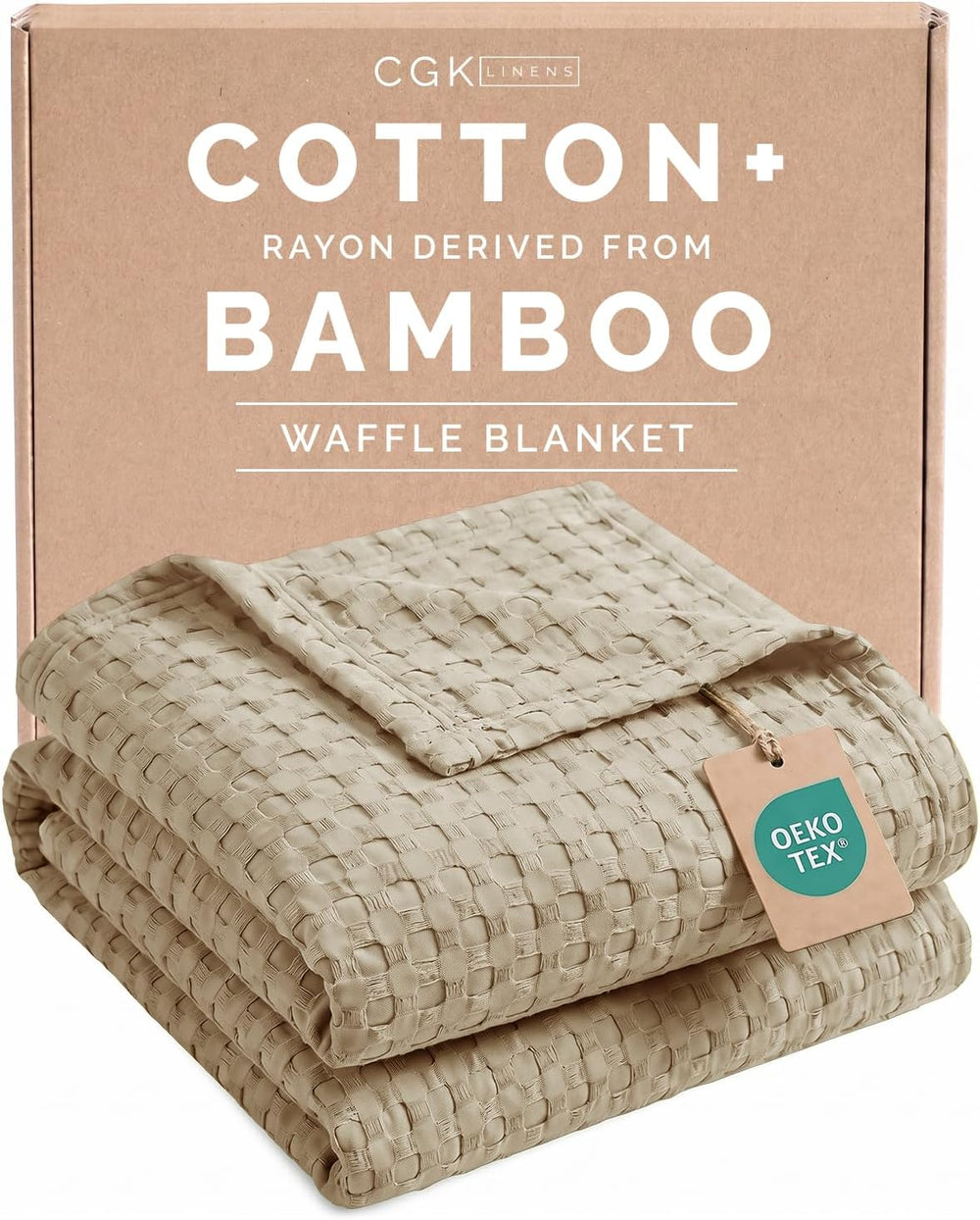 Cooling Waffle Blanket for Hot Sleepers - Queen Size, 90x90, Taupe