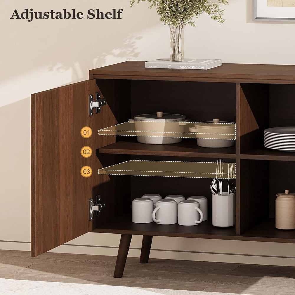 60" Buffet Cabinet with 3 Drawers and 2 Doors, Dark Brown