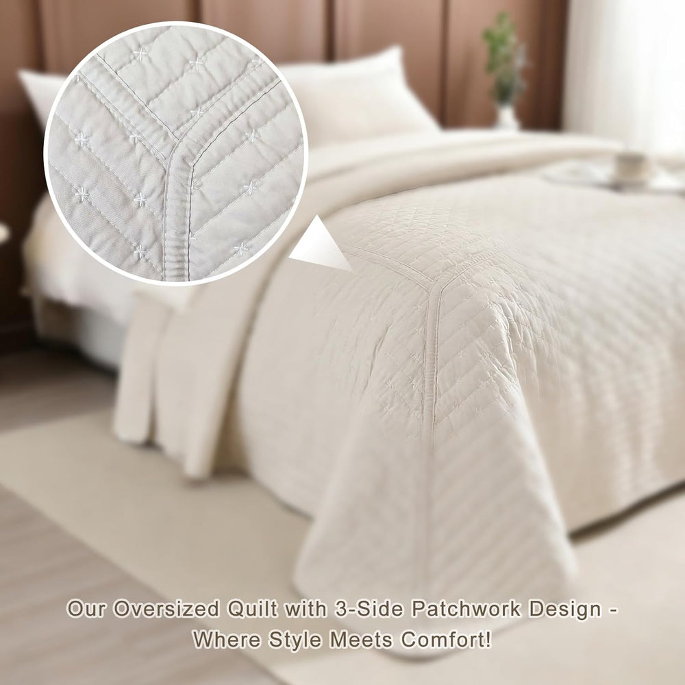 Lady Ann Oversized California King Size 120x120 Bedspread Set, 3pcs Extra Lar...