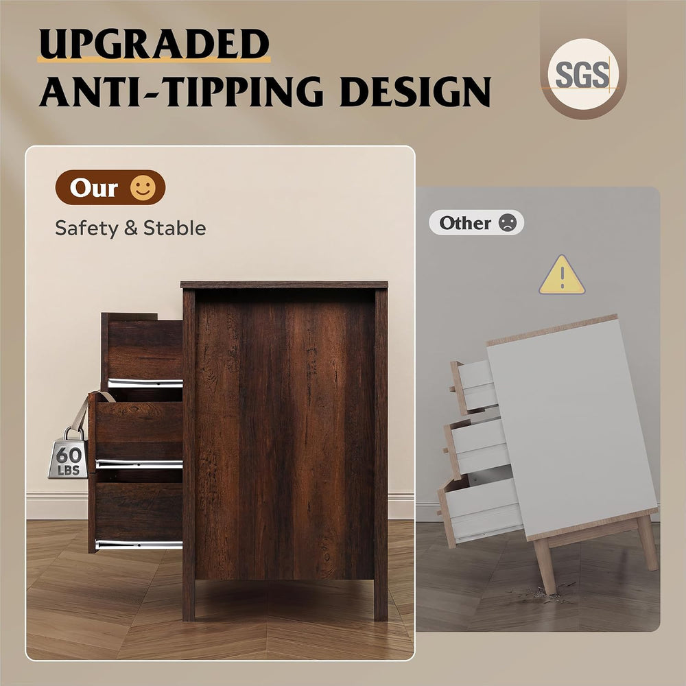 WLIVE 54" Dresser for Bedroom, Wooden 6 Drawer Dresser with Unique Anti-...