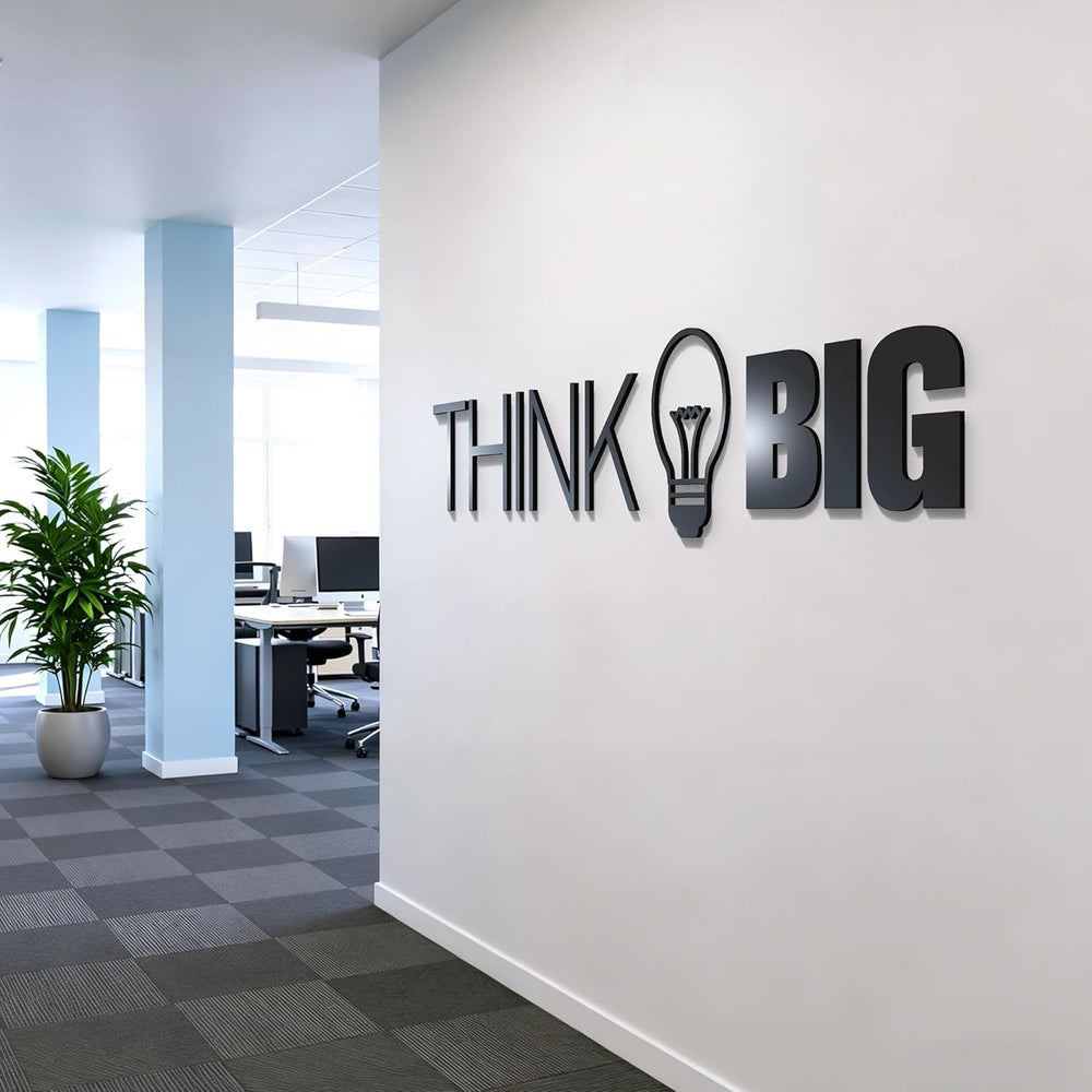 Office Wall Decor Inspirational Think Big 3D Quote Large Motivational 3D Offi...