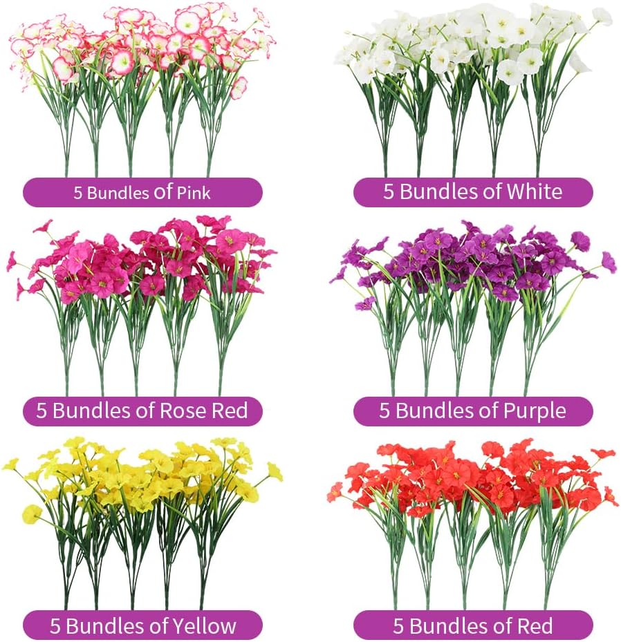 JEMONG Artificial Flowers 30 Bundles Outdoor UV Resistant Fake Daisy Flowers ...