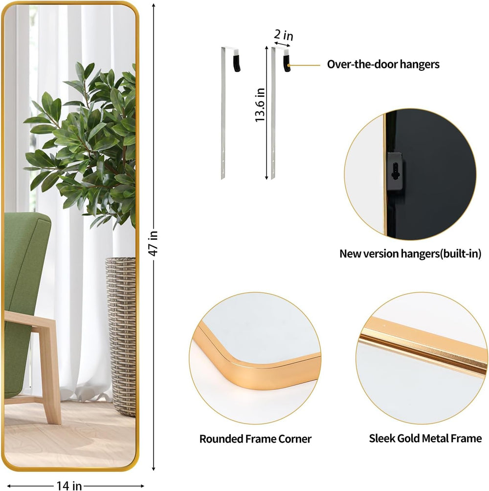Giftgarden 47"x14" Gold Full Length Mirror Aluminum Framed, Modern ...
