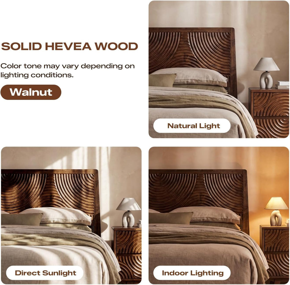 Acacia Harmony Queen Solid Wood Platform Bed Frame, No Box Spring, Walnut