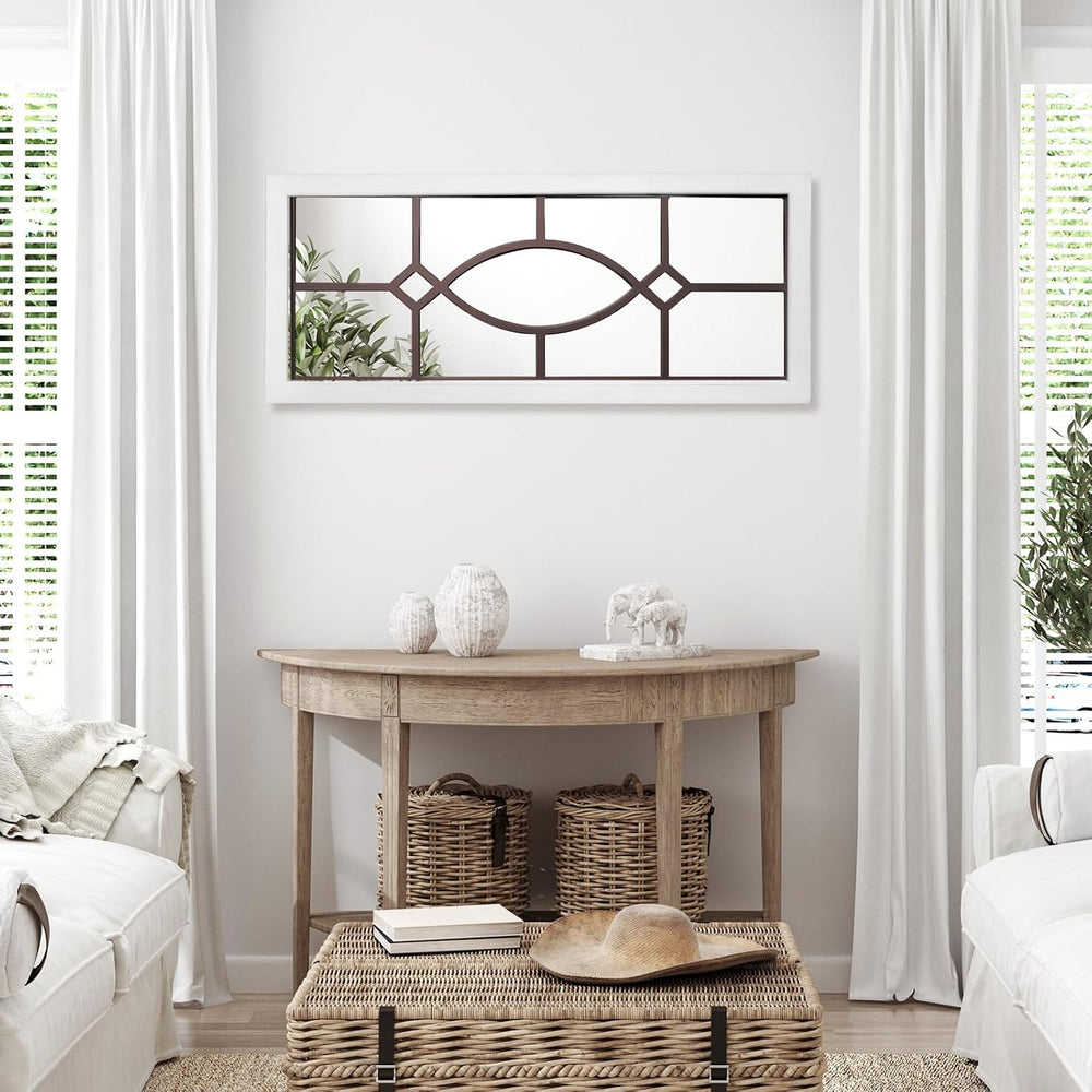 Farmhouse Mirror for Wall Decor: 43.3"x17.7" Large Rustic Windowpan...