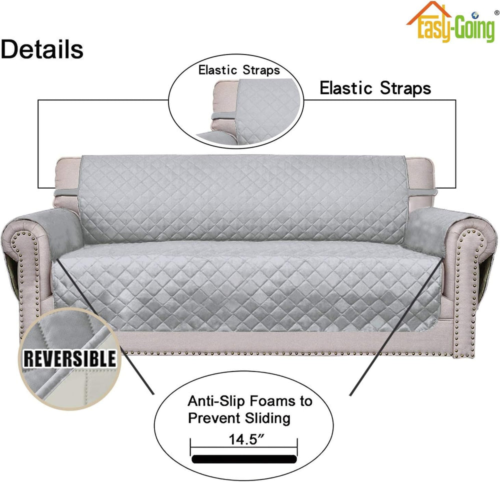 Easy-Going Reversible Couch Cover, 3 Cushion Sofa, Large, Light Gray/Ivory