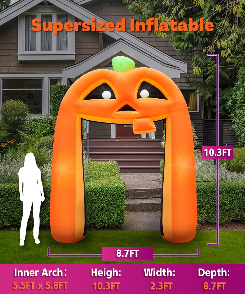 10FT Halloween Inflatables Pumpkin Archway, Halloween Pumpkin Inflatable Buil...