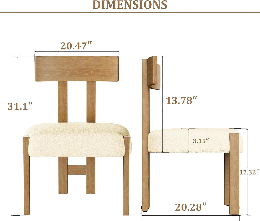 Okeysen Set of 4 Mid-Century Modern Dining Chair, Armless Round Boucle Uphols...