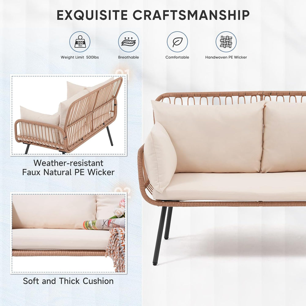 Verano Garden Patio Loveseat, Balcony Furniture Couch, Wicker Patio Set