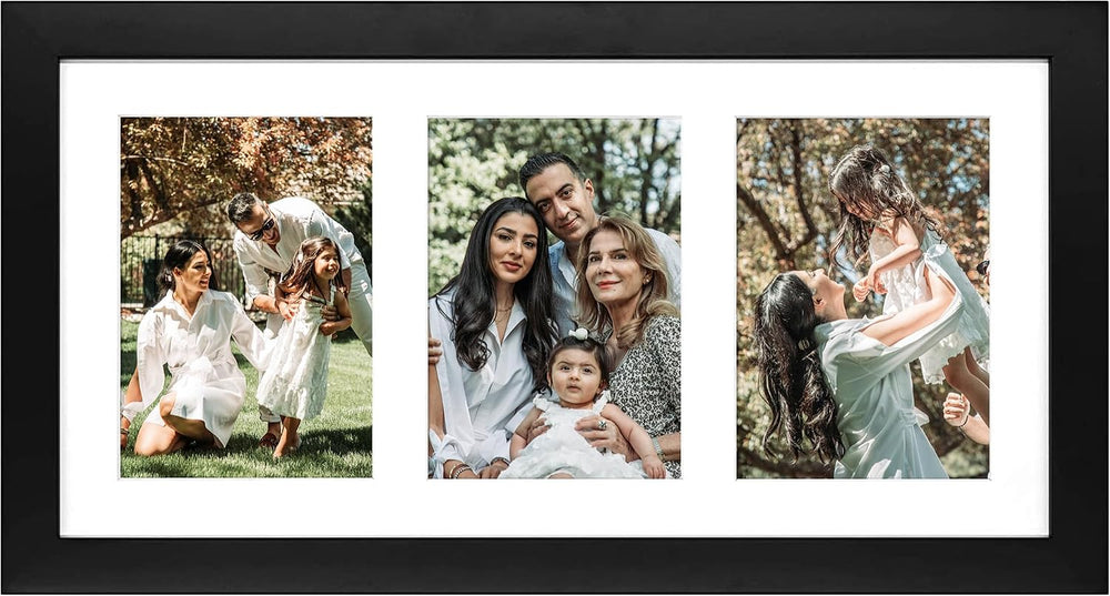 Golden State Art 9x18 Black Wood Frame - for Three 5x7 Pictures, 1 Pack