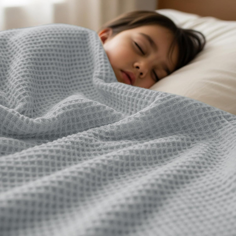 Utopia Bedding Cotton Blend Cool Grey Waffle Blanket King - 90x104 Inches