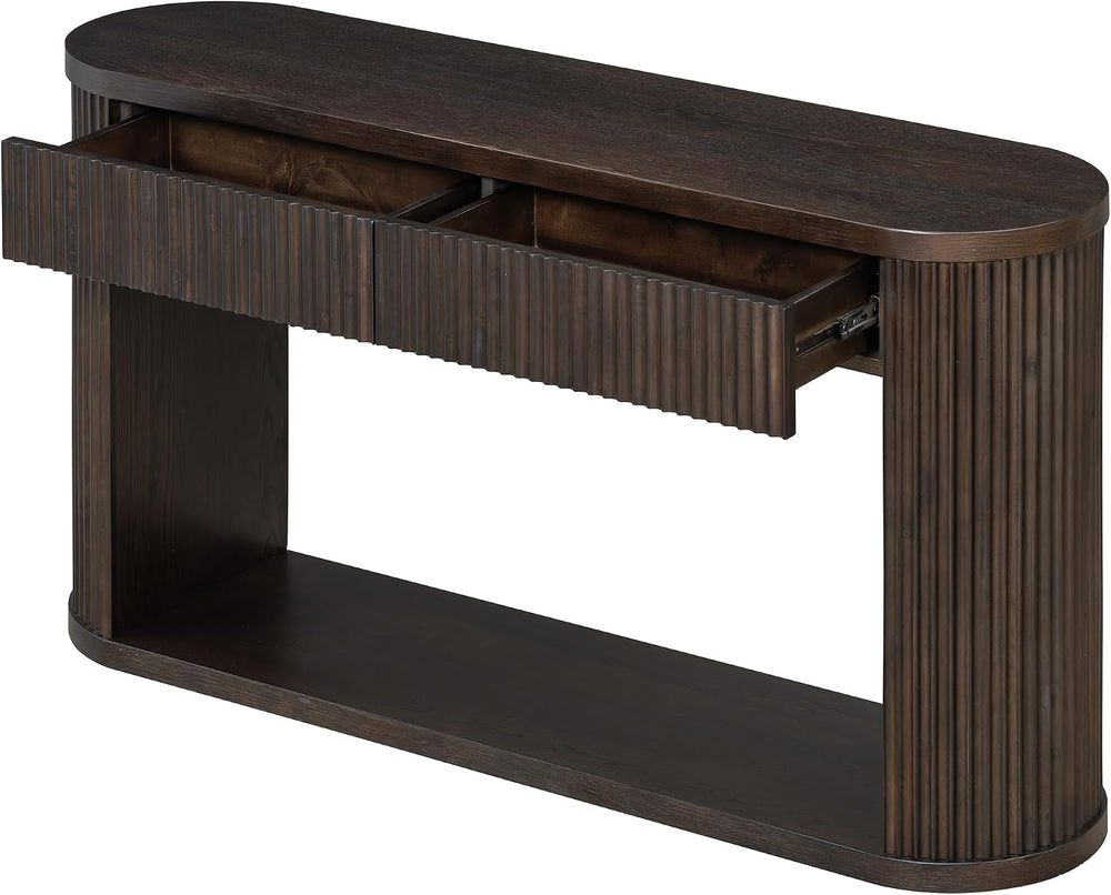 WILLIAMSPACE 53" Oval Fluted Console Table with 2 Drawers & Storage ...