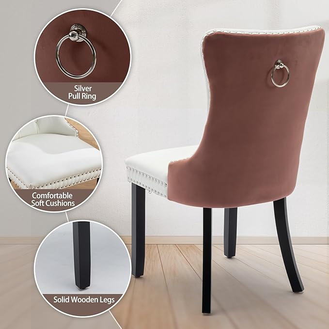 Velvet Dining Chairs Set of 2, High-end Tufted Upholstered Dining Chair with ...