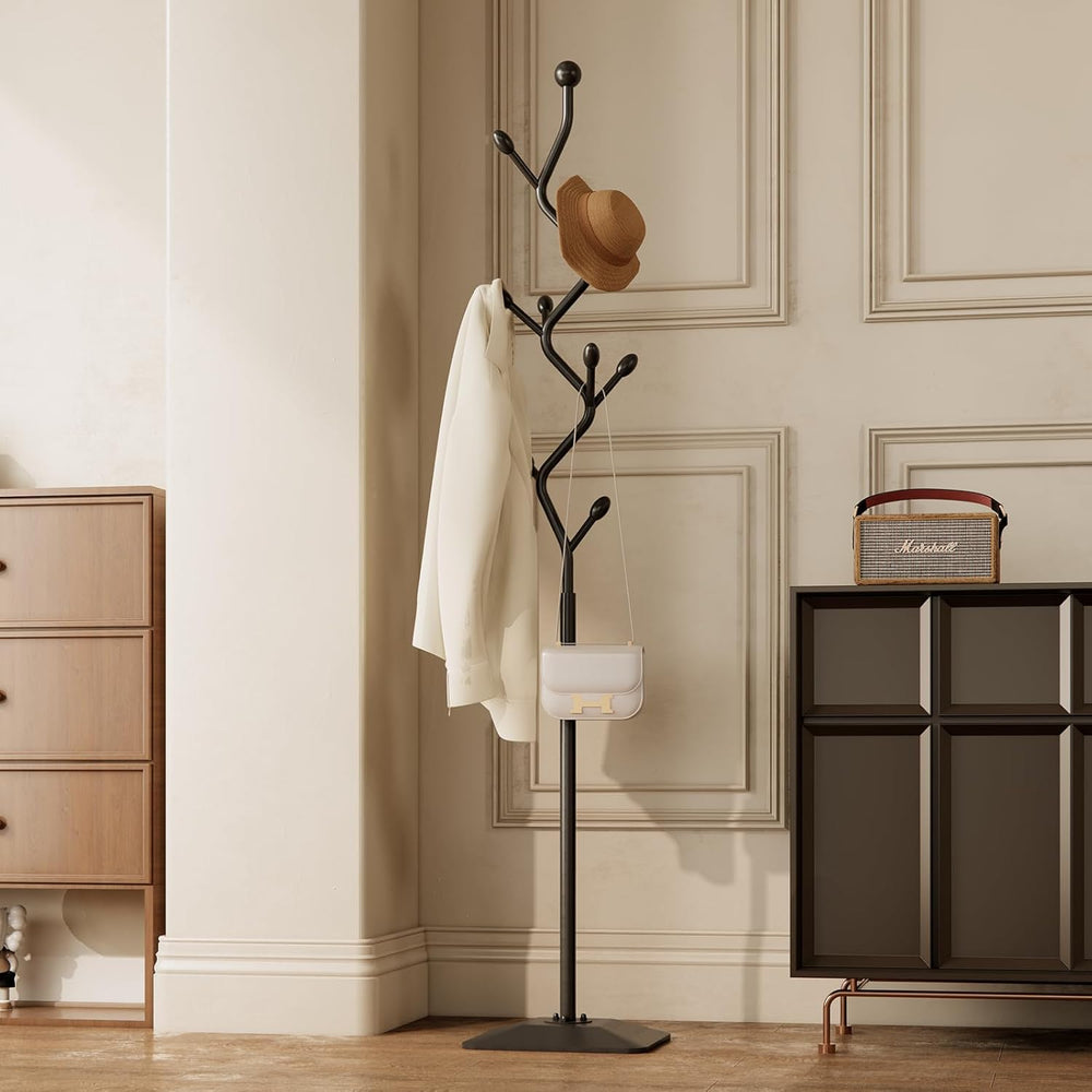 Tree-shaped coat rack stand,Metal coat tree with 8 Hooks and sturdy cast iron...