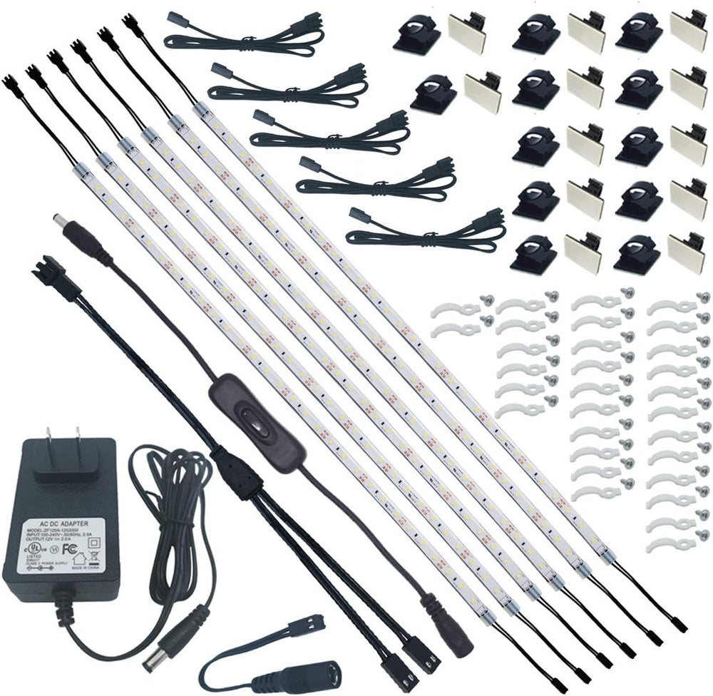 Litever Under Cabinet Lighting Kit, 6 PCS 20 Inches Flexible LED Strips, 24W,...