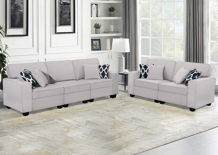 Legend Vansen Oversized Modular Sectional Sofa,U/L‑Shaped Reversible Couch with Ottoman,Deep Seat Plush Polyester Sectional for Living Room,5-Seater,Light Grey