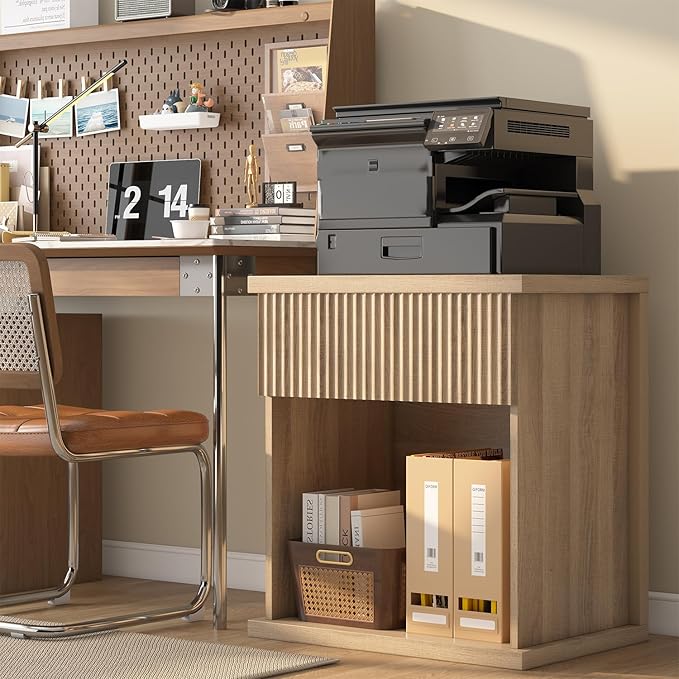 Fluted Nightstand Set of 2, 22.8" Wide Nightstands with Drawer Storage L...