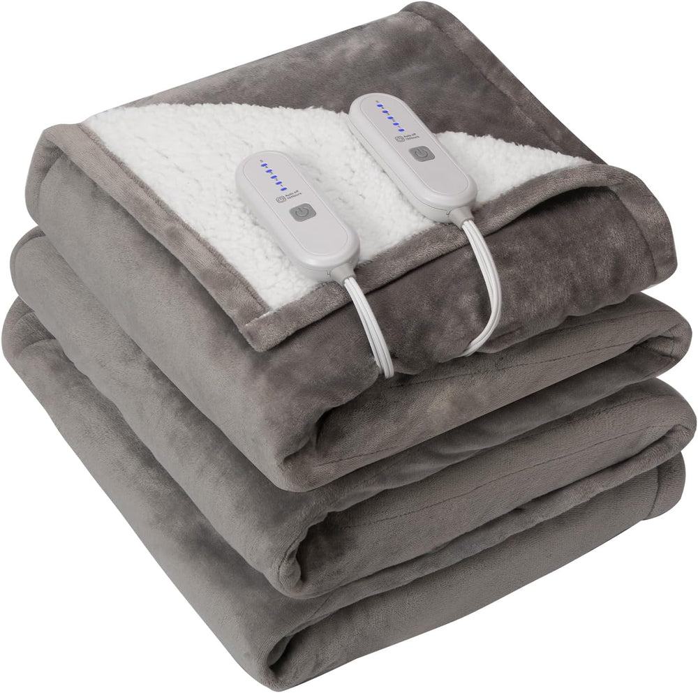 King Size Electric Blanket, Dual Control Heated Blanket, Grey