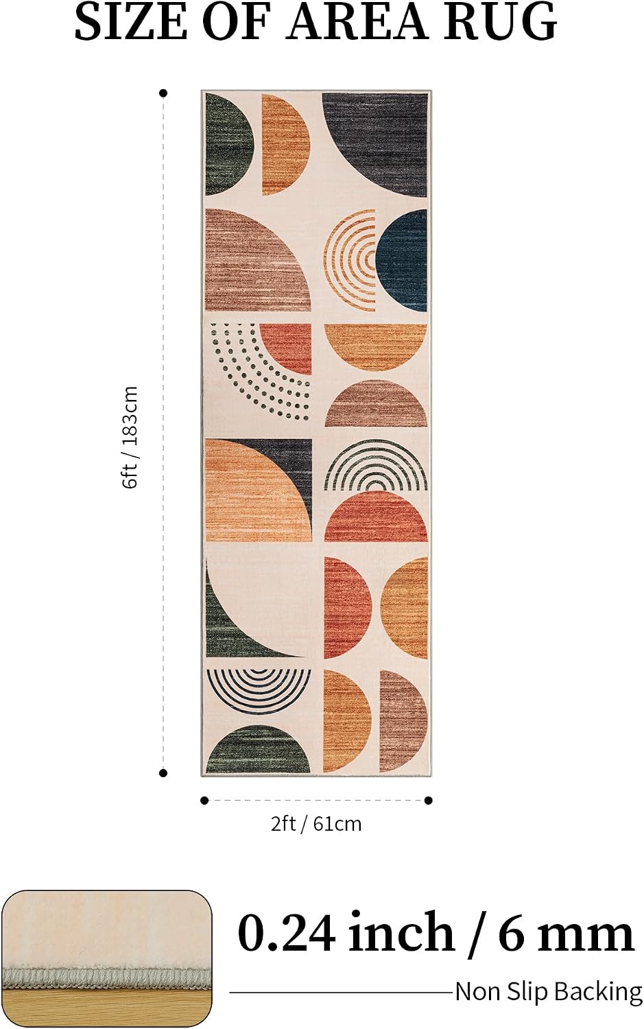 YIHOUSE Boho 2x6 Runner Rug for Kitchen Non Slip Washable, Mid-Century Modern...
