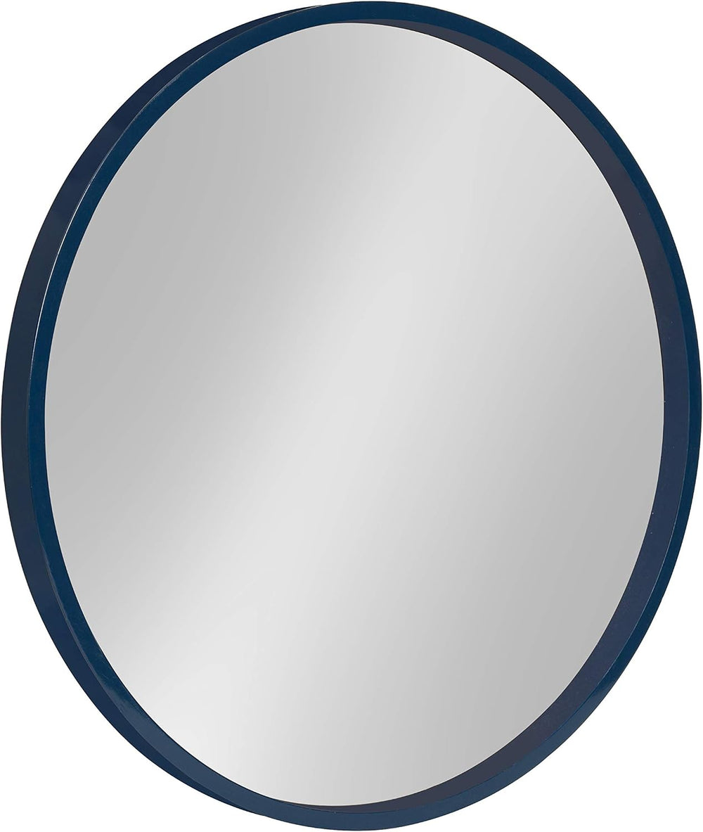 Kate and Laurel Travis Round Wood Wall Mirror, 21.6" Diameter, Navy Blue...