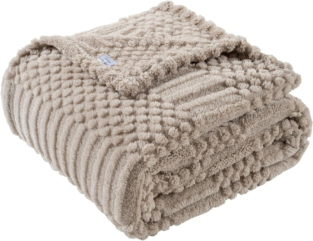 90x104 Inch Brown King Size Blanket - Soft & Fluffy Fleece, Neutral Tan C...