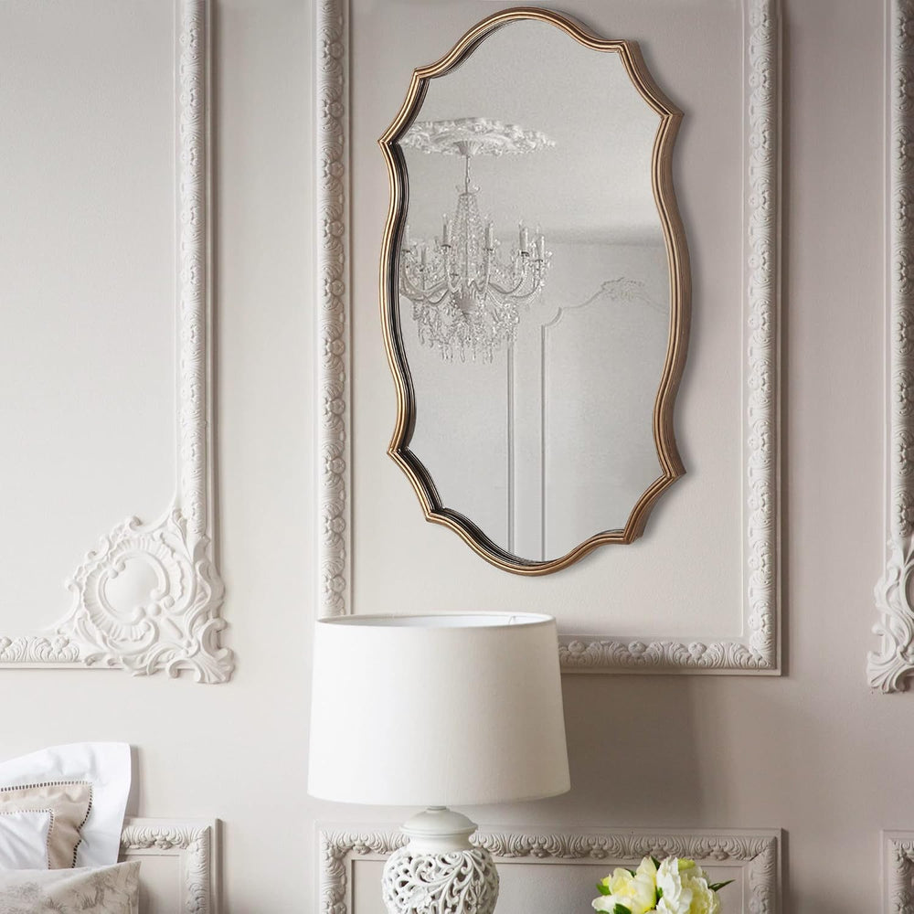 Wall Mirror with Metal Frame 24" x 36" Antique Gold Vanity Mirror