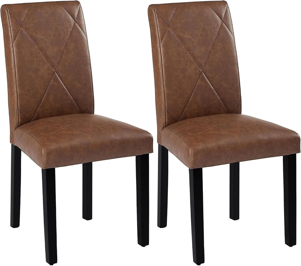 VECELO Upholstered Dining Chairs Set of 2, Modern PU Leather and Solid Wood L...