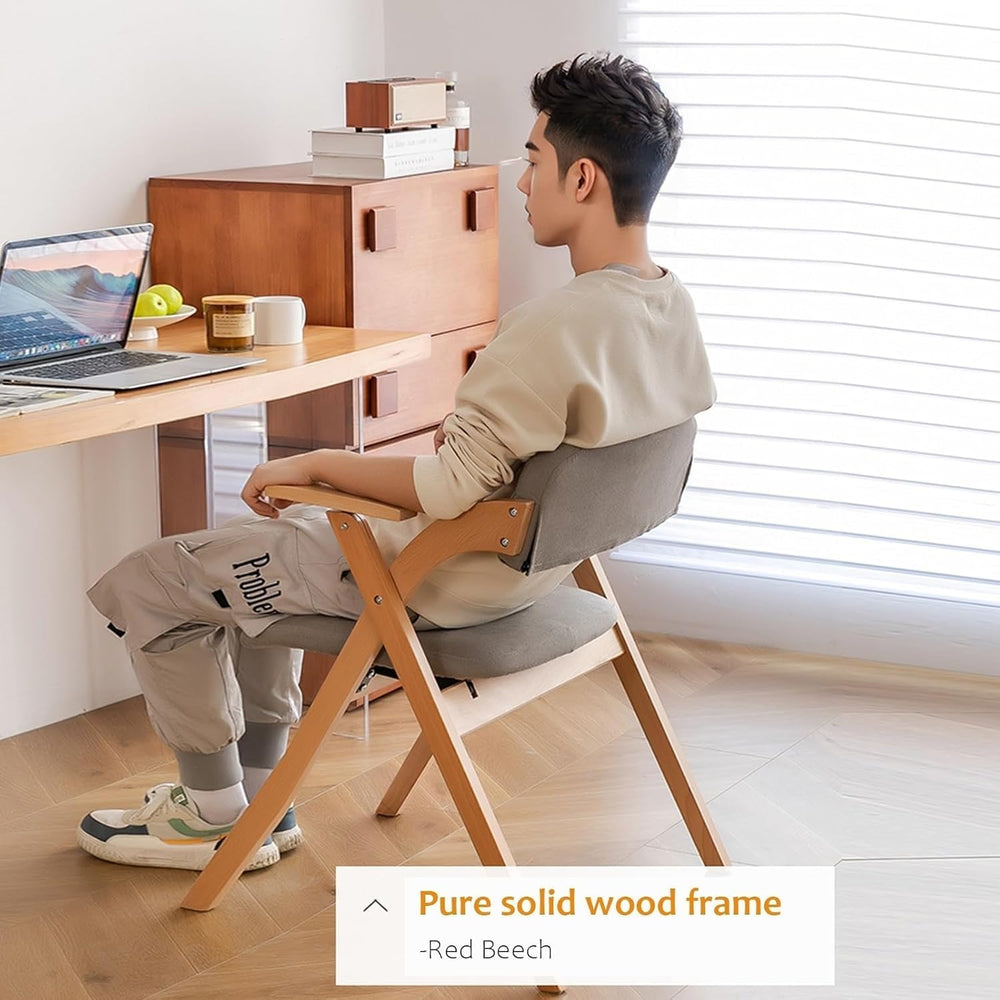 Foldable Chairs with Padded Seats and Solid Wood Frame for Dining Room, Livin...