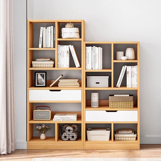 IOTXY Wooden Open Shelf Bookcase - 61 Inches Height Freestanding Display Stor...