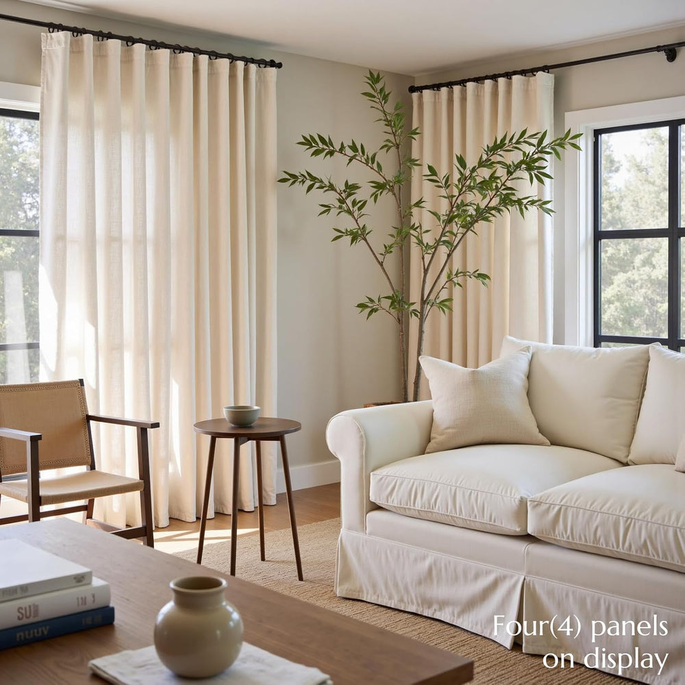 jinchan Linen Curtains Light Filtering Back Tab 50x90 Inch 2 Panels