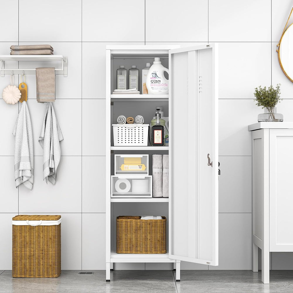 pozdeg 47.24" White Lockable Small Metal Storage Locker | Employees Lock...