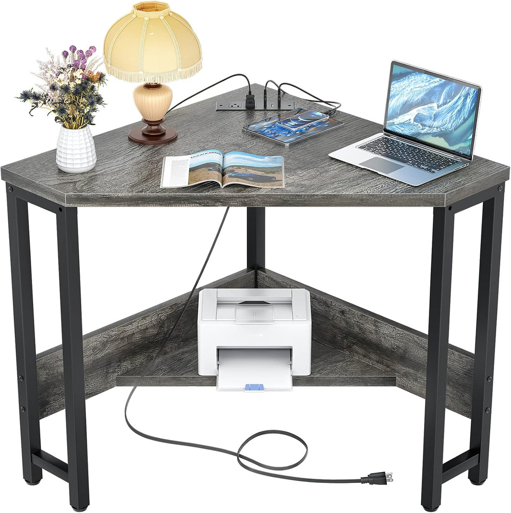 Armocity Corner Desk Small Desk with Outlets Corner Table for Small Space, Co...