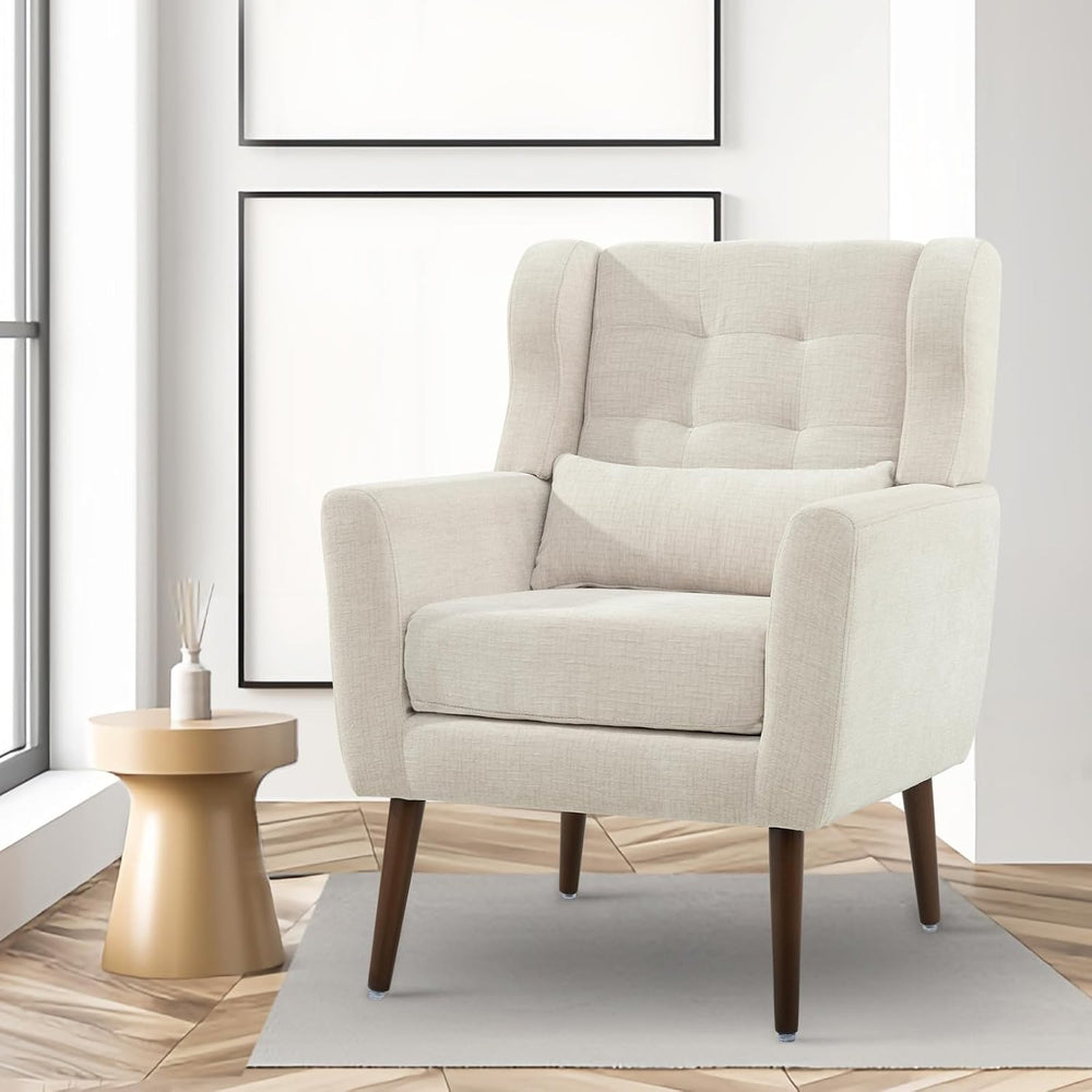 cinkehome Accent Arm Chairs for Living Room, Chenille Upholstered Mordern Arm...