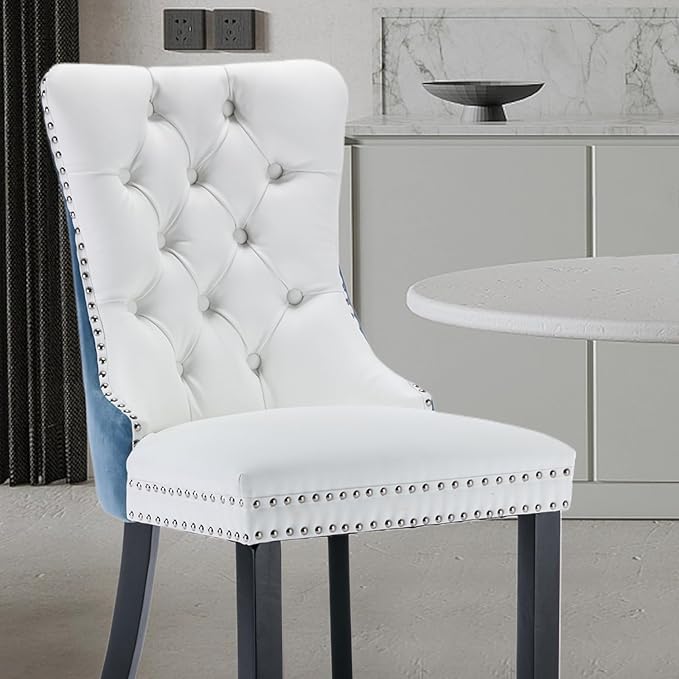 Leather Upholstered Dining Chairs Set of 4, Modern Style Kitchen Side Chairs ...