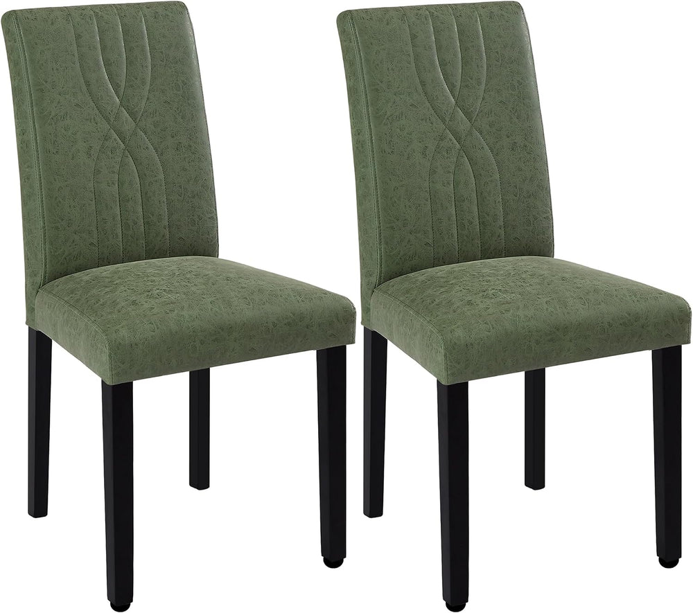 VECELO Upholstered Dining Chairs Set of 2, Modern PU Leather and Solid Wood L...
