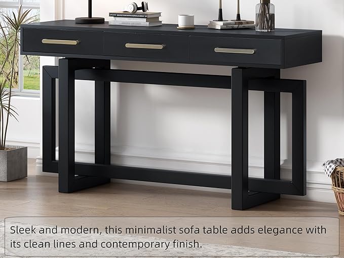 Merax 57” Entryway Console Sofa Table with Storage Drawers, Long Narrow Behin...