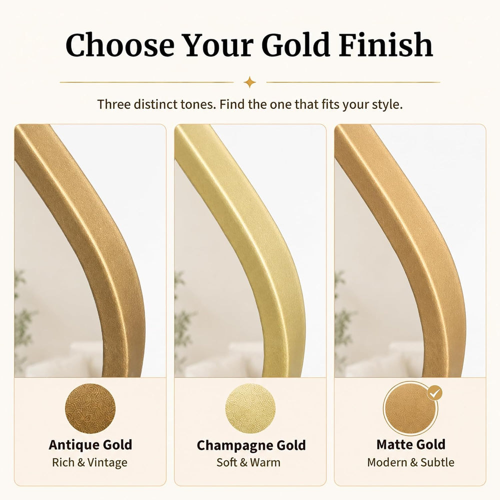 Matte Gold 36x20 Inch Irregular Organic Freeform Wall Mirror