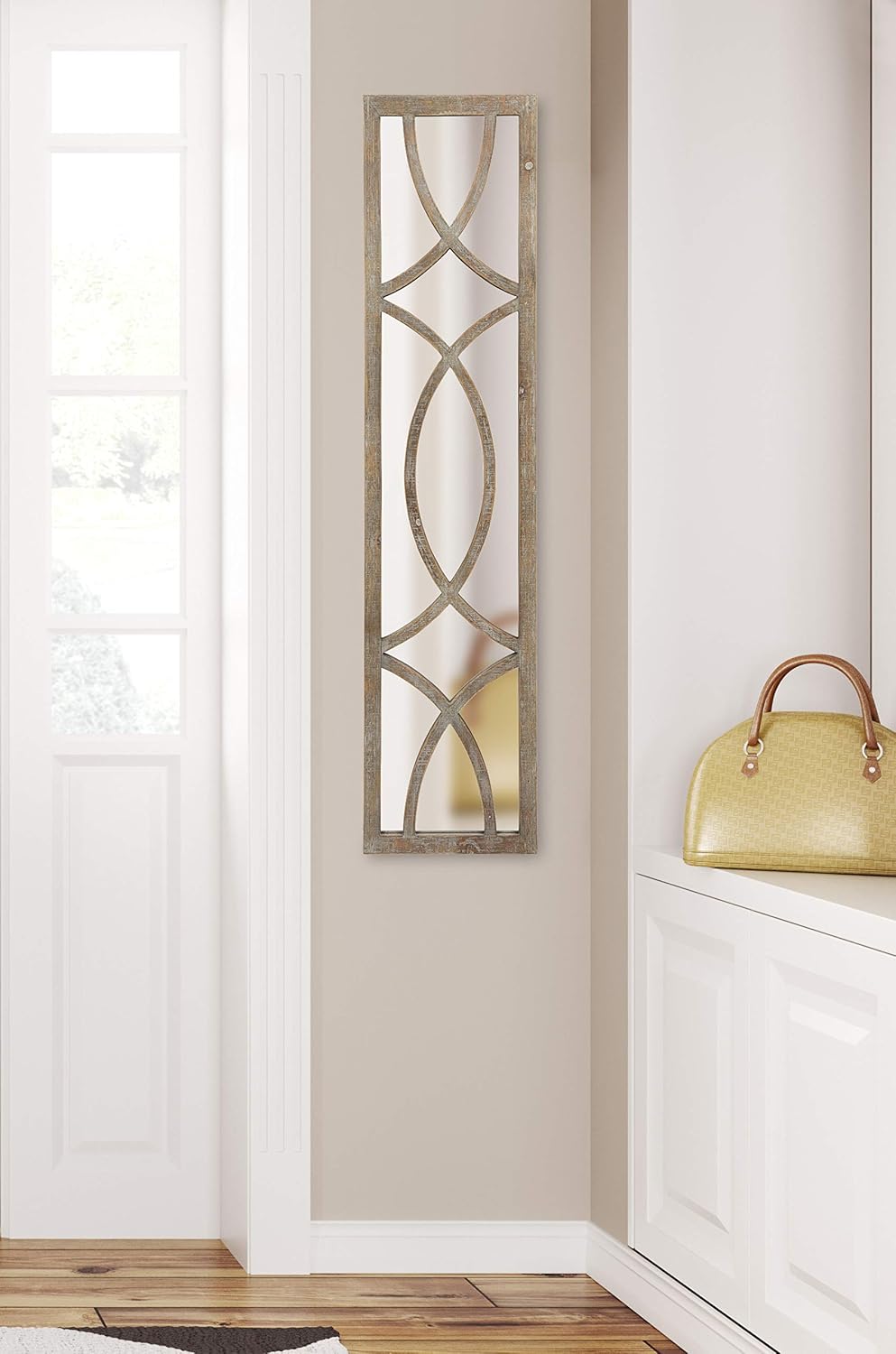 Kate and Laurel Tolland Decorative Wooden Panel Wall Mirror, 12" x 48&qu...