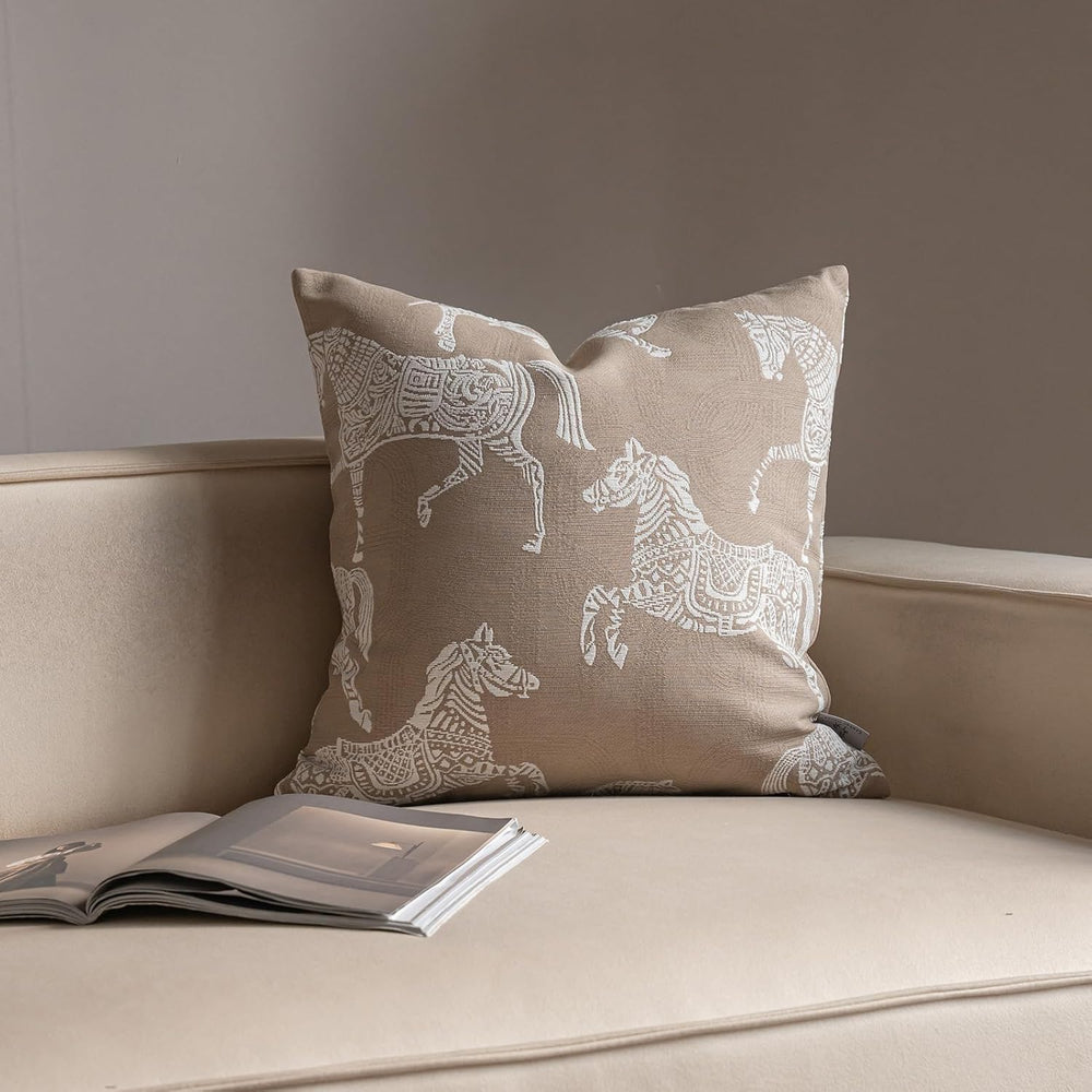 Croker Horse 20x20'' Inches Throw Pillow Cushion Cover - Beige Royal ...