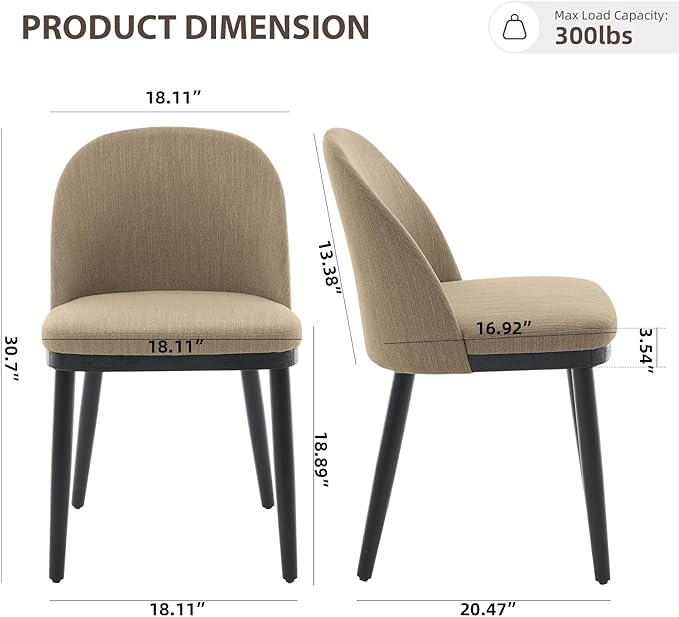 Upholstered Dining Chairs Set of 6,Modern Fabric Dinner Chairs with Wood Legs...