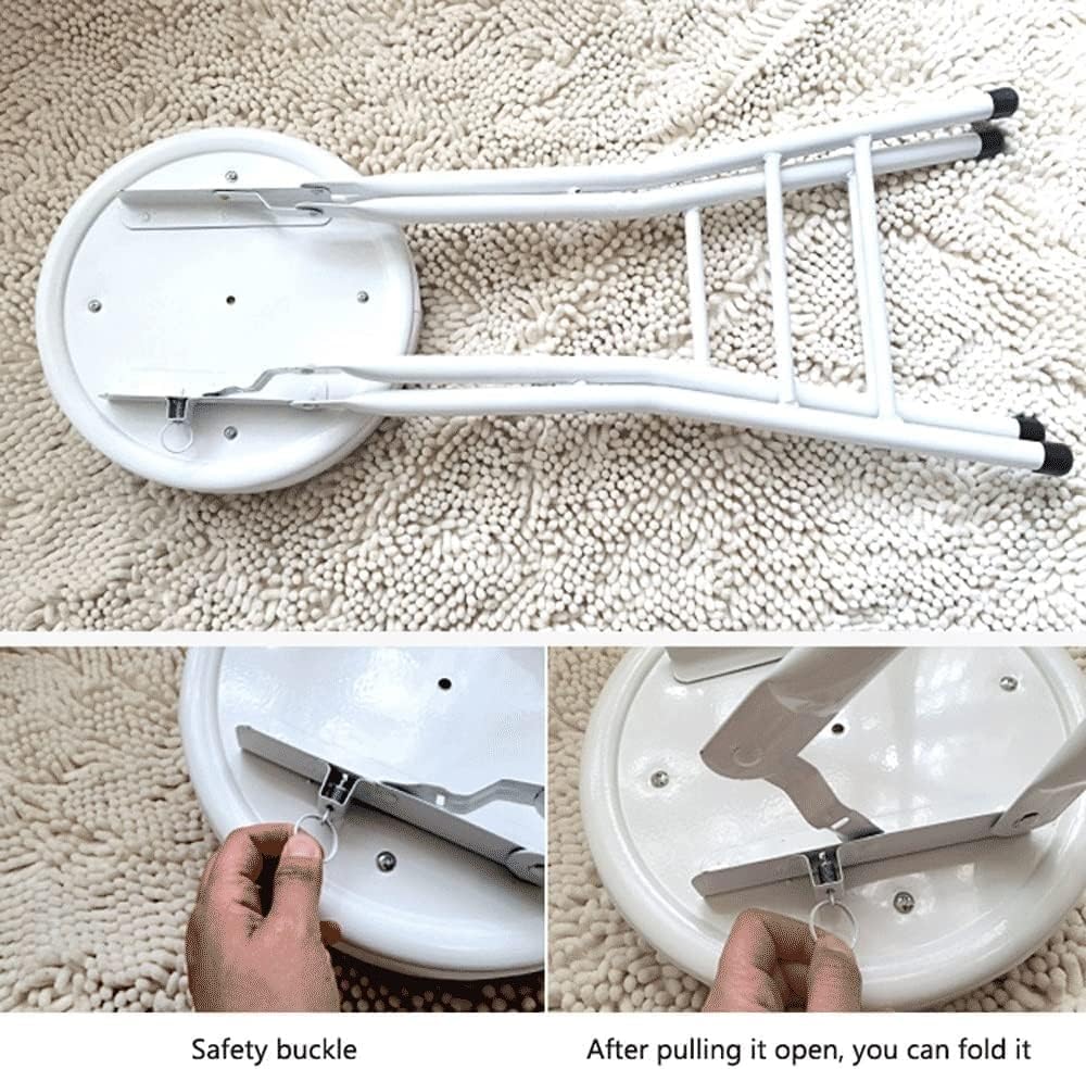 Foldable Round High Chair for Adults Compact White Folding Bar Stool Non Slip...